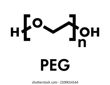 Polyethylene glycol (PEG), chemical structure. Forms of PEG are used as laxatives, excipients, etc. Skeletal formula.