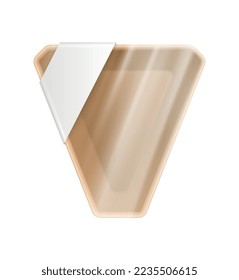 Paquetes de envoltura de plástico de polietileno composición realista con visión aislada de caja de recipientes cubierta con ilustración de vector sobre transparente