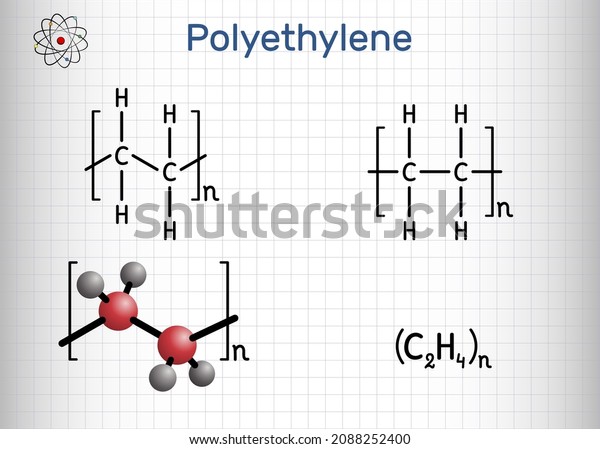 Polyethylene Polythene Pe Polyethene Polymethylene Molecule Stock ...