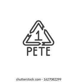 Polyethylene terephthalate line icon. linear style sign for mobile concept and web design. PETE 1, industrial marking plastic outline vector icon. Symbol, logo illustration. Vector graphics