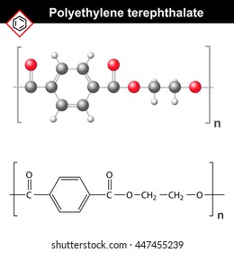 Polyethylene Terephthalate Polymer Molecular Structure, 2d And 3d Illustration, Vector Of Chemical Structure, Eps 8