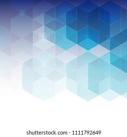 Polyginal style. Geometric figures. Blue Hexagon