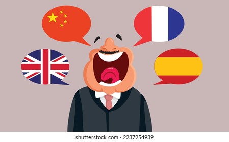 
Polyglot Businessman Speaking English, Chinese, French and Spanish. Businessperson knowing many foreign languages for international deals
