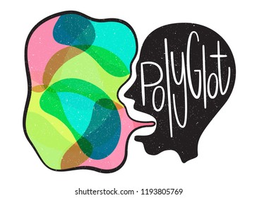 Polyglot. Vector illustration in flat style. 