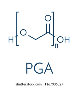 Polyglycolide (PGA) biodegradable polymer. Used in absorbable sutures. Skeletal formula.
