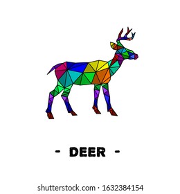 Polygobal deer lowpoly geometry pop art style editable eps