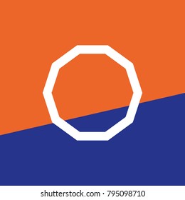 polygon of 10 equal sides decagon in vector and blue and orange background