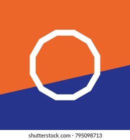polygon of 12 equal sides Dodecagon in vector and blue and orange background