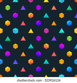 Polygon 3d Objects Seamless Geometric Pattern. Vector