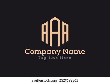 Polygon AAA letter logo design vector template in gold color