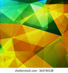 Polygon abstract background, green and yellow color. Vector illustration