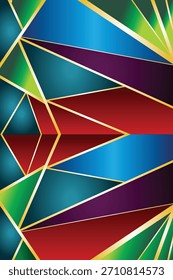 Polygon abstract with green blue red pattern backdrop graphic web design background.