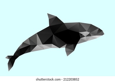Polygon abstract illustration of killer whale