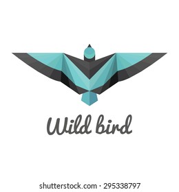 Polygon abstract isolated bird on a white background, vector illustration