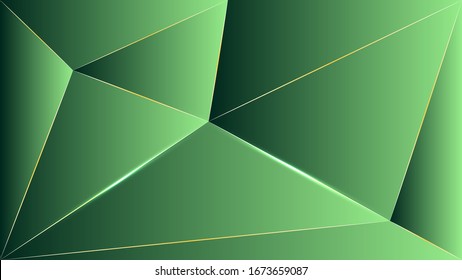 Polygon abstract shapes line gold green dark gradient vector background