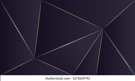 Formas abstractas de polígonos línea fondo vectorial violeta de color dorado