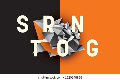 Polygonabstraktion mit Typografie. Vektorgrafik.