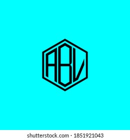 polygon ABV letter icon design on blUE background. Creative letter ABV/A B V logo design. ABV initials Logo design
