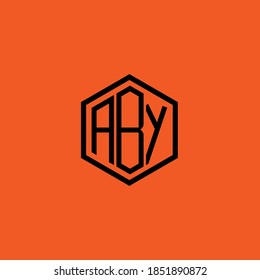 diseño de icono de letra de polígono ABY en un fondo rojo. Carta creativa Diseño del logo ABY/A B Y. Diseño de logotipo de iniciales ABY