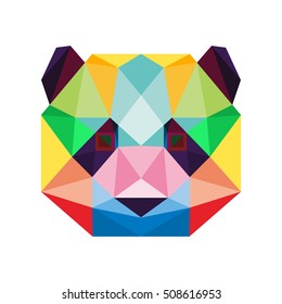 POLYGON ANIMAL PET POLY PANDA POP ART. ICON LOGO TEMPLATE