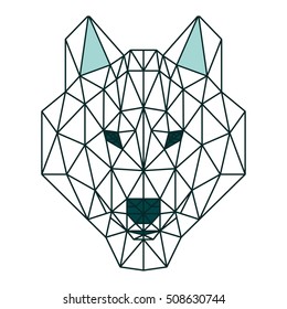 POLYGON ANIMAL PET POLYGONAL WOLF DOG POLY LINE OUTLINE ICON LOGO TEMPLATE SET