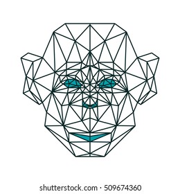 POLYGON ANIMAL PET ZOO MONKEY POLYGONAL POLY ICON LOGO TEMPLATE