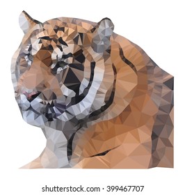 Polygon animal vector . Triangle tiger