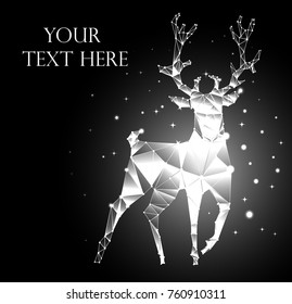 polygon art , deer, Christmas, vector illustration with place for text
