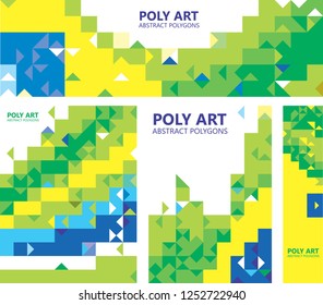  Polygon art, Graphic Template  Colors of Brazil flag, Brazilian artwork  --Vector Art-- 