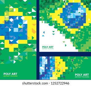  Polygon art, Graphic Template  Colors of Brazil flag, Brazilian artwork  --Vector Art-- 