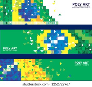  Polygon art, Graphic Template  Colors of Brazil flag, Brazilian artwork  --Vector Art-- 