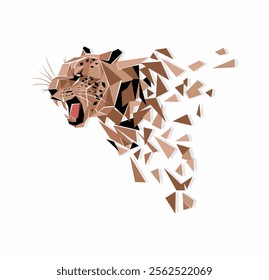 polygon art leopard t-shirt graphic design vector illustration 