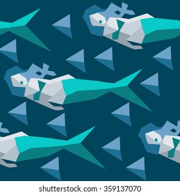 polygon art triangle geometric illustration of mermaid