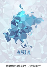 Polygon Asia map. Geometric color in color in the shapes below to make a pattern.Lines, points, circles and planes. Futuristic design..All elements are separated Abstract linear polygonal.