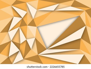 Fondo de polígono, Triángulo abstracto, color de papel cortado amarillo marrón, ilustración vectorial EPS 10. para folletos, carteles, impresiones, decoraciones, tarjetas y gráficos.