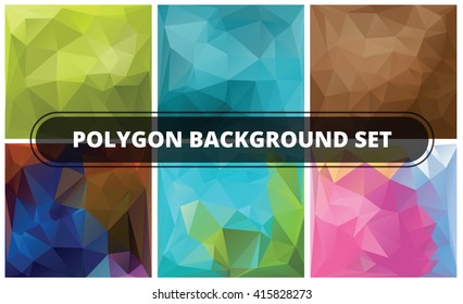 Polygon background set. Abstract polygonal  geometric backgrounds vector design.