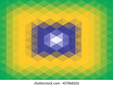 polygon background and texture - green, yellow, blue and white - colors of Brazil flag