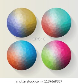 Polygon ball all color set. Vector Illus EPS10