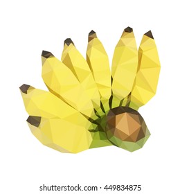 polygon banana. poly low geometric fruit. polygonal isolated vector