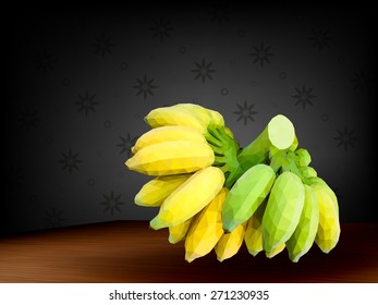 Polygon banana vector on dark background