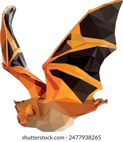 Polygon Bat Silhouette, 3D Model with Orange Color