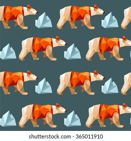 polygon bear iceberg seamless pattern