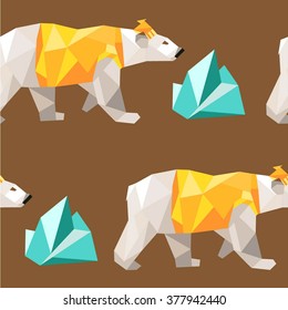 polygon bear iceberg seamless pattern