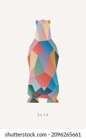 Polygon bear. Low poly animal. Geometric logo icon. Colorful  gradient