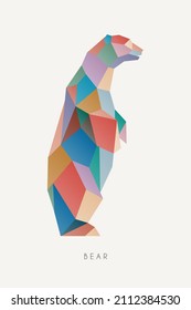 Polygon bear. Low poly animal. Geometric logo icon. Triangle graphic