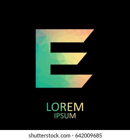 Polygon Beautiful Vector Graphic Pastel Alphabet / Letter E / Symbol.