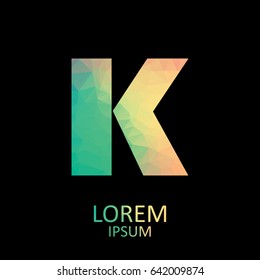 Polygon Beautiful Vector Graphic Pastel Alphabet / Letter K / Symbol.