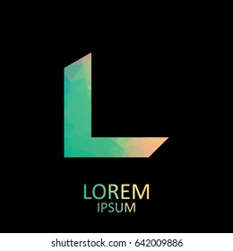 Polygon Beautiful Vector Graphic Pastel Alphabet / Letter L / Symbol.