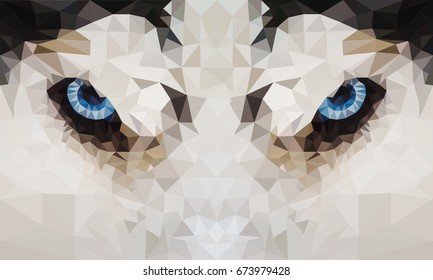 Polygon of blue husky eyes. Low poly Concept