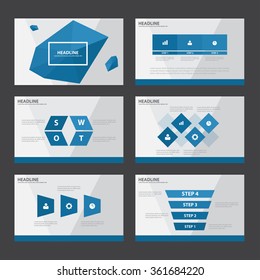 Polygon Blue presentation templates Infographic elements flat design set for brochure flyer leaflet marketing advertising